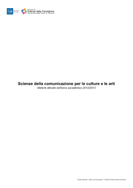 Scienze della comunicazione per le culture e le arti