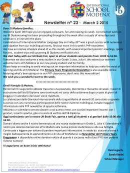 Newsletter n° 23 - March 2 2015 - International School of Modena
