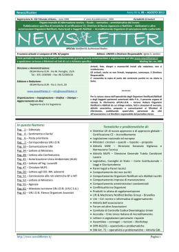 In questo Numero: Tematiche e problematiche di