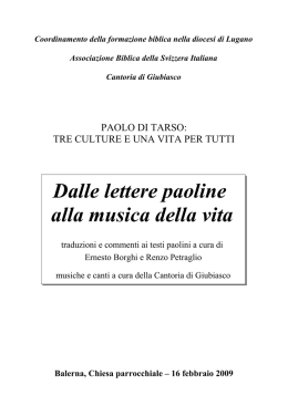 SE DIO &Egrave; CON NOI - Associazione Biblica della Svizzera Italiana