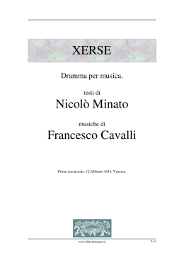 XERSE Nicolò Minato Francesco Cavalli