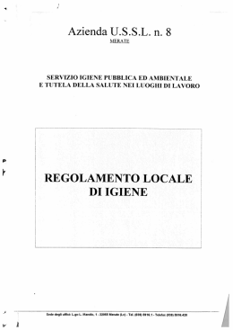 Regolamento d`igiene - Sportello Unico per le Attività Produttive