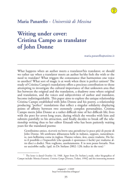 Writing under cover: Cristina Campo as translator of