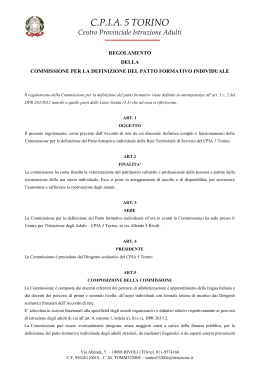 Regolamento della Commissione per la definizione del Patto formativo