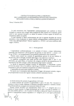 contratto nazionale per la disciplina dell`apprendistato