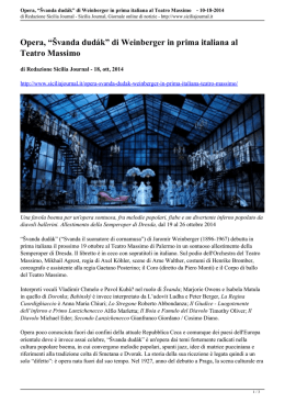 &ldquo;&Scaron;vanda dud&aacute;k&rdquo; di Weinberger in prima italiana al