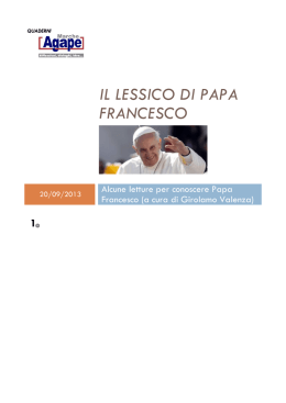 IL LESSICO DI PAPA FRANCESCO