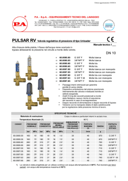 1 PULSAR RV Valvola regolatrice di pressione di tipo Unloader