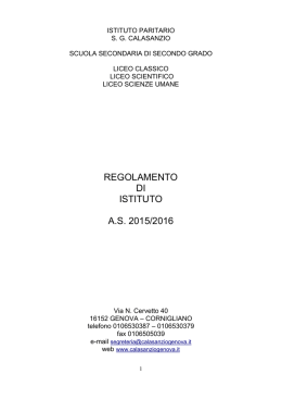 Regolamento d`Istituto 2015 &ndash; 2016