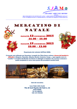 Mercatino SJAMo Roma 12 e 19 Dicembre 2015