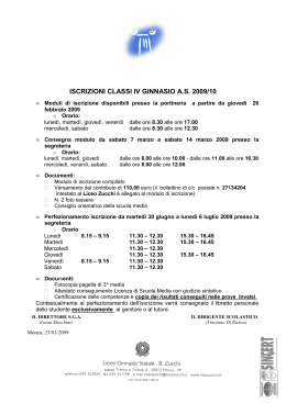 iscrizioni classi iv ginnasio as 2009/10