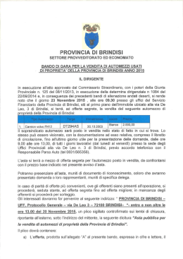 settgr&eacute; prgvveidit&ugrave;r&agrave;t&ugrave; ed ec&copy;n&ugrave;ii&egrave;i&agrave;t&ugrave; bando di gara per la vendita