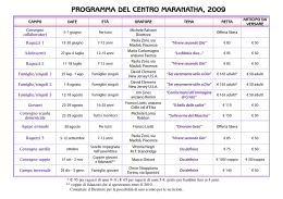 PROGRAMMA DEL CENTRO MARANATHA, 2009