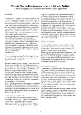 Il mito, la leggenda, le tradizioni ed i ricordi sociali e personali