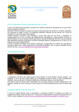 Newsletter n. 9 - Settembre 2013 - Parco Regionale dei Castelli