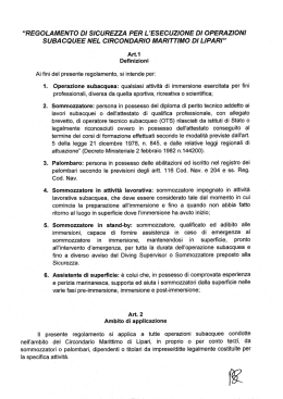 subacquee nel circondario marittimo di lipari