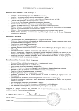 Patto educativo di corresponsabilit&agrave;