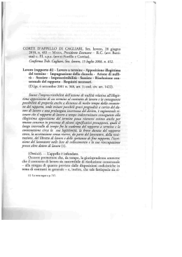 CORTE D`APPELLO DI CAGLIARI, Sez. lavoro, 28 giugno