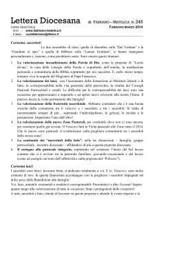Lettera Diocesana Marzo 2014 - Diocesi Fabriano