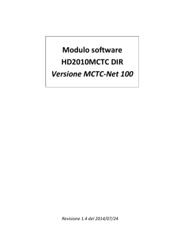 Modulo software HD2010MCTC DIR Versione MCTC