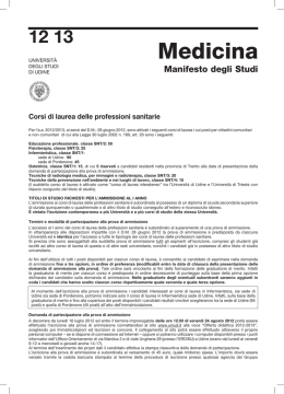 Manifesto degli Studi Professioni sanitarie a.a. 2012/13