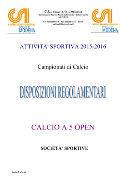 Regolamento di Campionato Calcio a 5 CSI - Ed.2015-2016