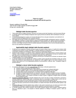 &ldquo;Sport in regola&rdquo; Regolamenti nazionali dell`attivit&agrave;