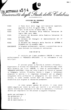DIVISIONE DEL PERSONALE IL RETTORE VISTO il Testo Unico
