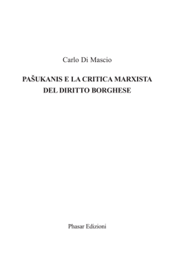 Carlo Di Mascio PAŠUKANIS E LA CRITICA