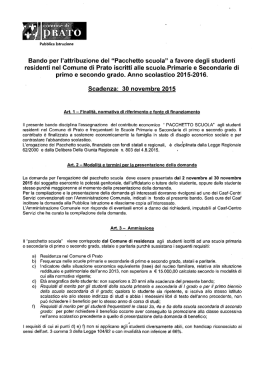 Bando per l`attribuzione del “Pacchetto scuola”