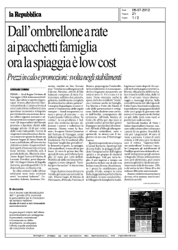 Dall ` ombrellone a rate ai pacchetti famiglia