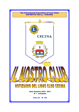 Notiziario n° 1 - Lions Club Cecina