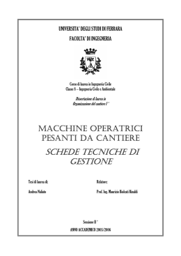 schede tecniche di gestione