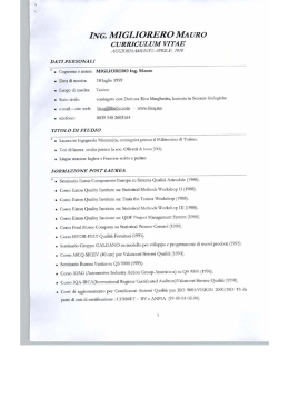 curriculum vitae ing. Mauro Migliorero