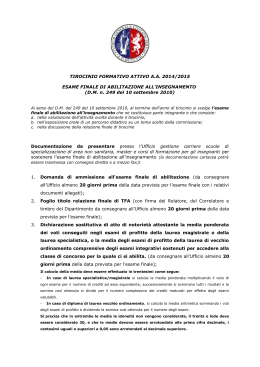 TIROCINIO FORMATIVO ATTIVO A.A. 2014/2015 ESAME FINALE DI