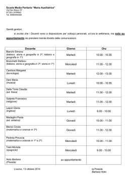 Orario ricevimenti - Maria Ausiliatrice