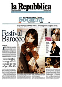 Festival Barocco. Alcuni tra i più grandi interpreti e direttori d