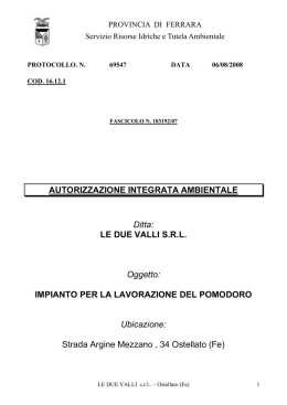 LE DUE VALLI SRL Oggetto