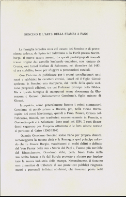SONCINO E L`ARTE DELLA STAMPA A FANO