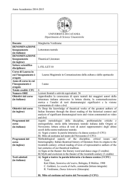 Letteratura teatrale - Dipartimento di Scienze Umanistiche
