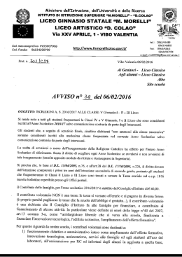 ISCRIZIONI A.S 16-17 - IIS Morelli
