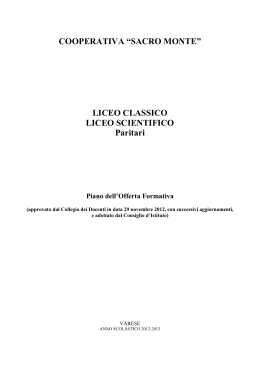 COOPERATIVA &ldquo;SACRO MONTE&rdquo; LICEO CLASSICO LICEO