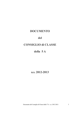 DOCUMENTO del CONSIGLIO di CLASSE della 5 A a.s. 2012-2013