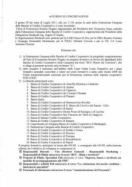 Accordo di concertazione formazione BCC campane