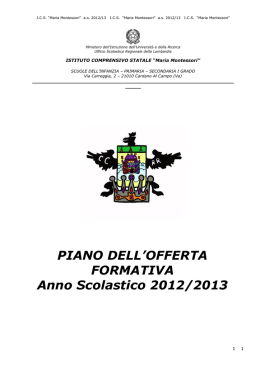 PIANO DELL`OFFERTA FORMATIVA Anno Scolastico 2012/2013