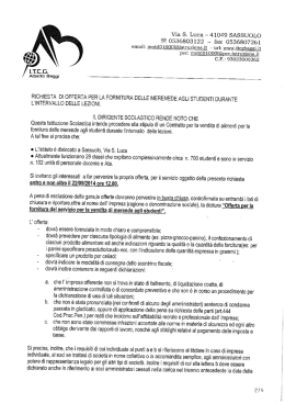 richiesta offerta affidamento servizio merende