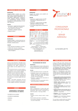 Settori di attivit&agrave; di Studio 81