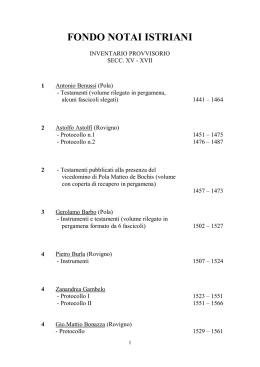 Inventario della serie (secc. XV–XVII)