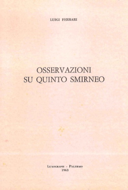 OSSERVAZIONI SU QUINTO SMIRNEO