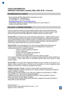 Servizio di incasso (cambiali Ri.Ba. RID MAV)